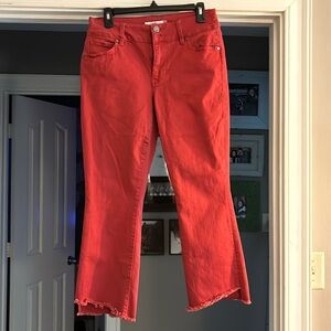 Cabi red hi-low cropped jeans. Size 6. Washed but never worn!